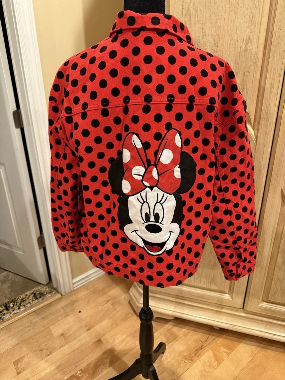 NWT Disney Plus Size 2X Red Black Minnie Mouse Polka Dot Jean Denim Embroidered